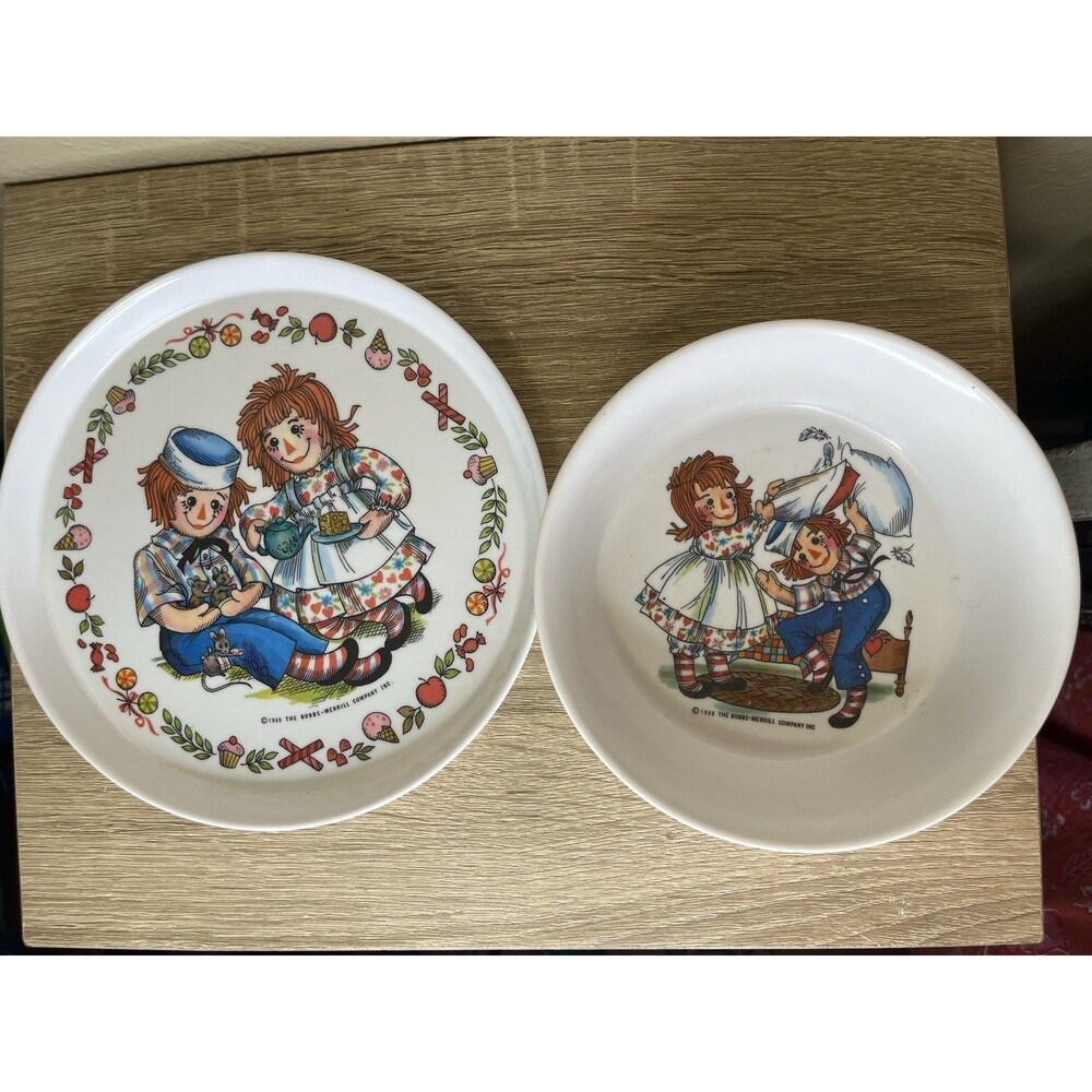 Vintage Raggedy Ann Andy Oneida Deluxe Melamine Plate 3119 1969 Bobbs Merrill